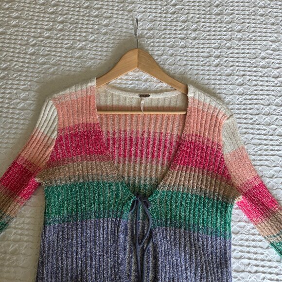 Free People Cute multi-coloured cardigan with tie up sweater. Size Med - Picture 2 of 7